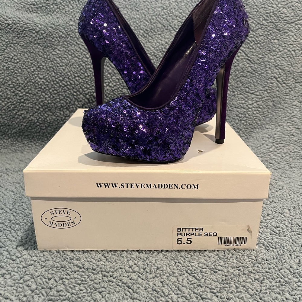 Steven Madden purple sequin heels